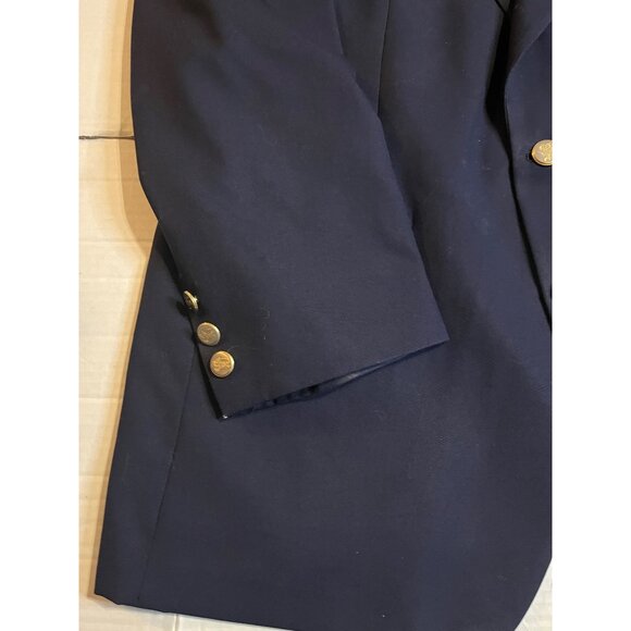VTG Burberrys Mens Blazer Navy 100% Wool Made In USA Size 44R gold buttons - Picture 7 of 16